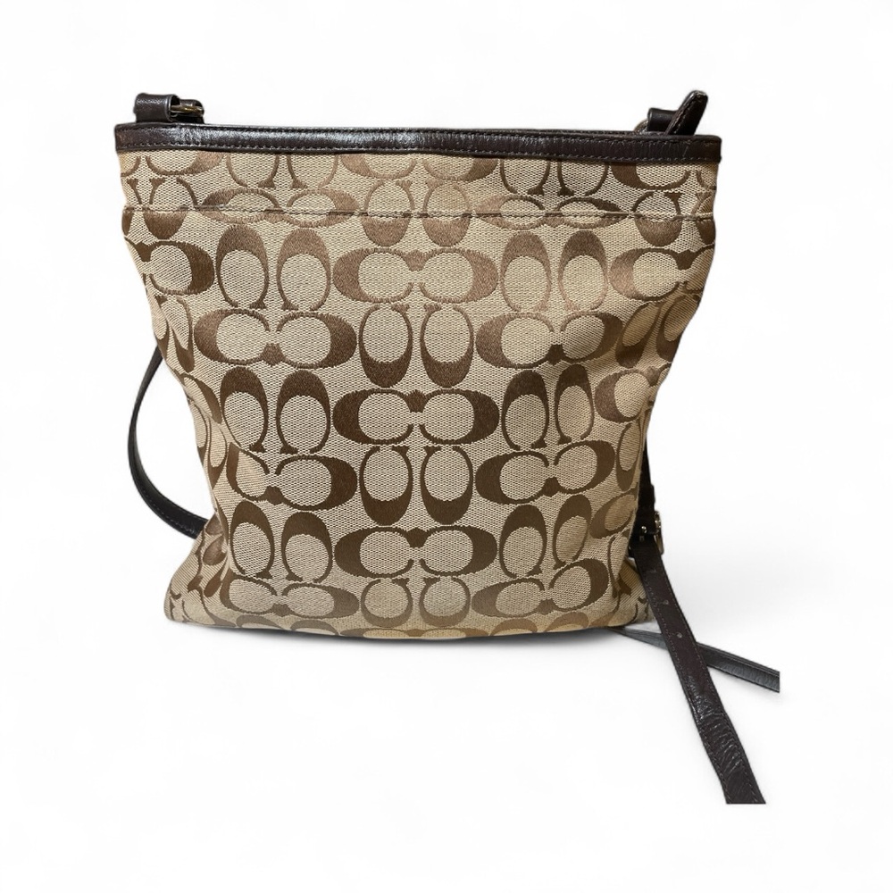 Coach Signature Brown & Tan Crossbody w Black Leather- Used - Picture 6 of 17